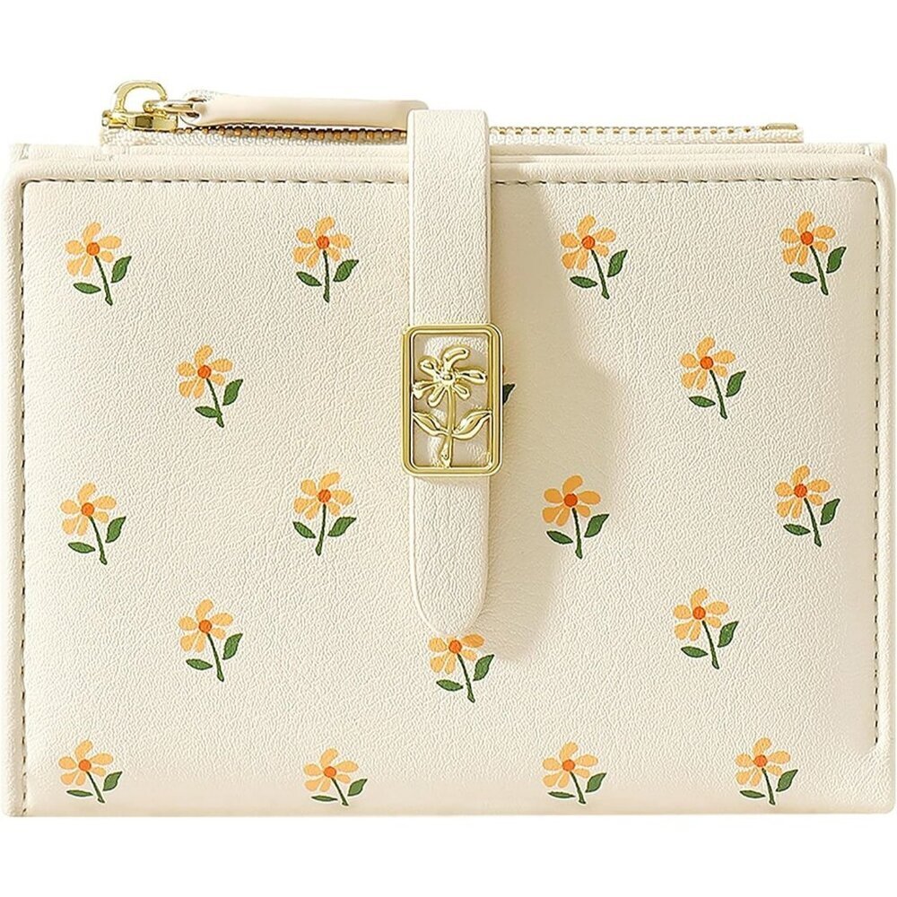 🆕Women's Off White Wallet Faux Leather Water Resistant 5 Card Slots